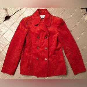 Rena Rowan Red Corduroy Double Breasted Jacket Womens Size 12 Vintage Blazer